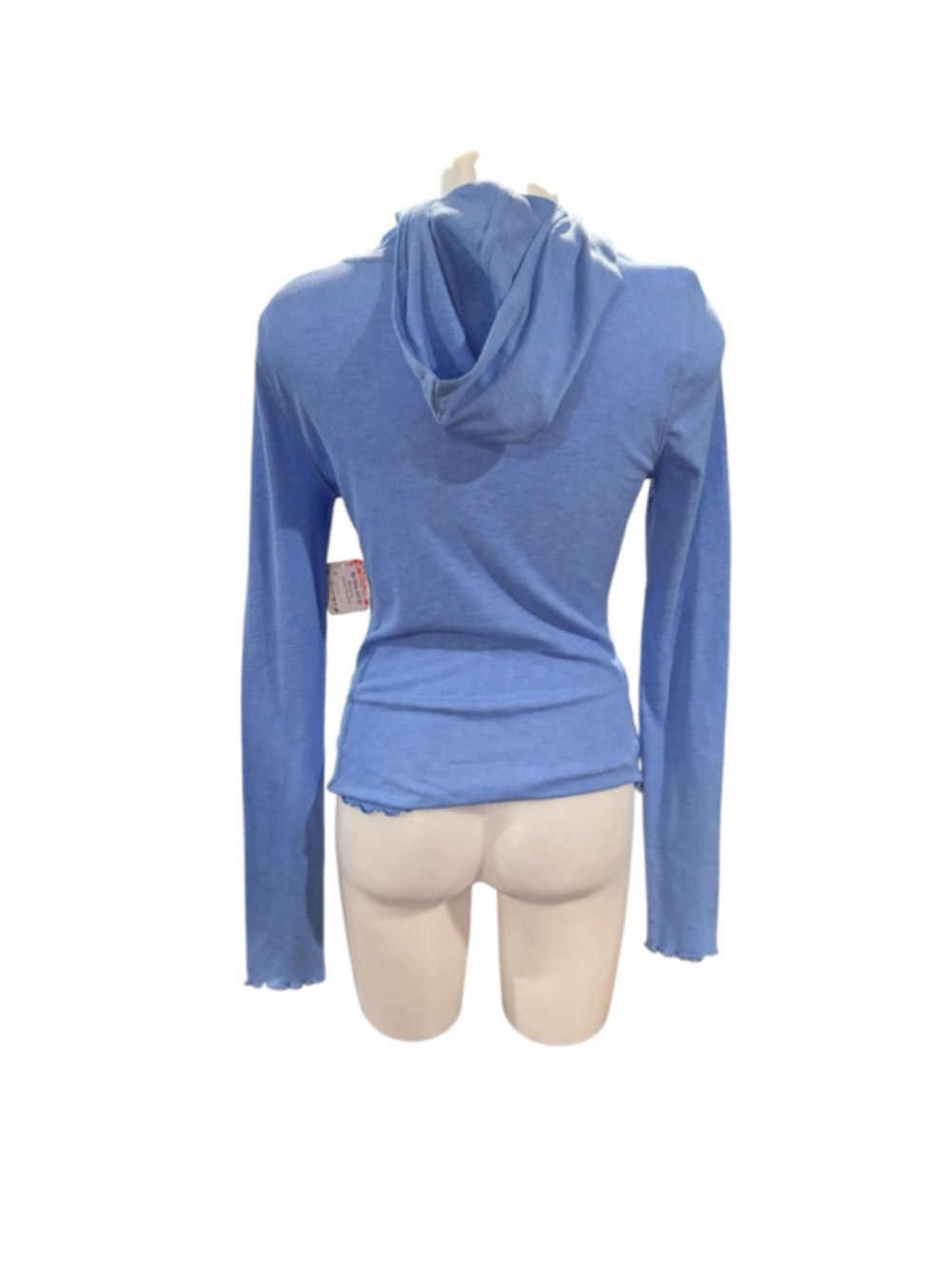 Women's Free People Blue Ribbed Hoodie XL q8 - Picture 2 of 3